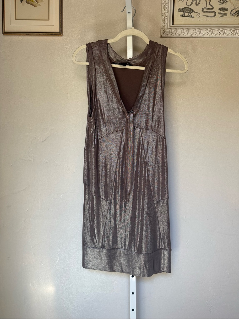 Y2K Vintage Marc by Marc Jacobs Metallic Brown Sleeveless V-Neck Dress Small